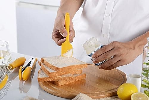 11Pcs Silicone Cooking Utensils Set - Heat Resistant Kitchen Tools, Spatula, Turner, Tongs, Spoon, Whisk, BPA Free, Dishwasher Safe, Nonstick Cookware Utensils (Yellow)