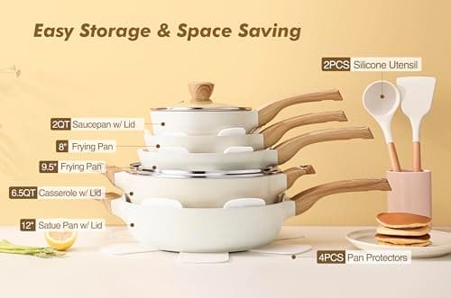 SENSARTE Ceramic Cookware Sets, Pots and Pans Set Non stick, 14-Piece Induction Cookware, Non toxic Healthy Non Stick Kitchen Cooking Set, with Frying Pans Set, PFAS PTFE PFOA PFOS Free
