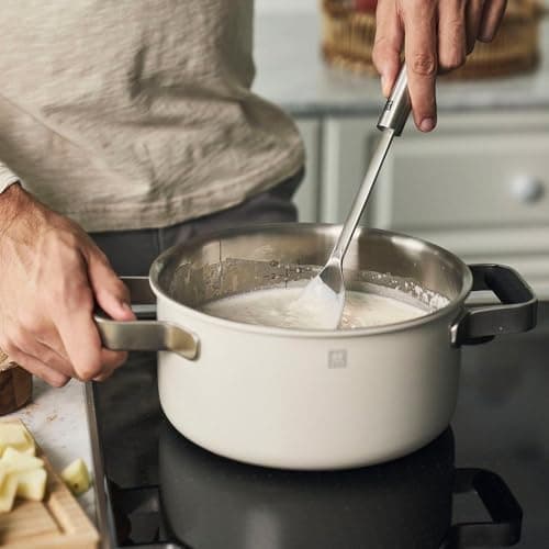 ZWILLING Pure Cookware 3-Ply Stainless Steel Cookware Set, Colored Ceramic Exterior Coating, Stay-Cool Handles, Dishwasher Safe (White