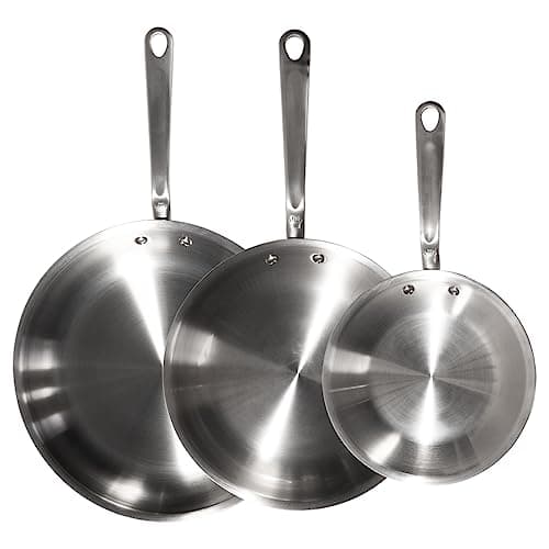Made In Cookware - 3-Piece (Includes 8",10",12") Stainless Frying Pan Set - 5 Ply Stainless Clad - Professional Cookware - Crafted in USA - Induction Compatible
