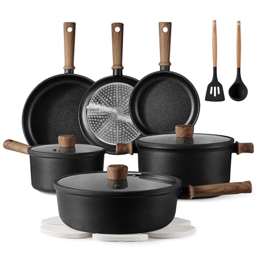 CAROTE Nonstick Pots and Pans, Induction Cookware Set 16pcs Kitchen Cooking Sets, Pot and Pan Non Stick w/Frying pan (PFOS, PFOA Free)