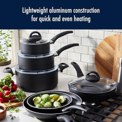 Henckels Everlift 10-Piece Nonstick cookware set, Made in Italy, durable 3-layer coating, lightweight aluminum from recycled materials, Oven safe to 400°F, Dishwasher safe