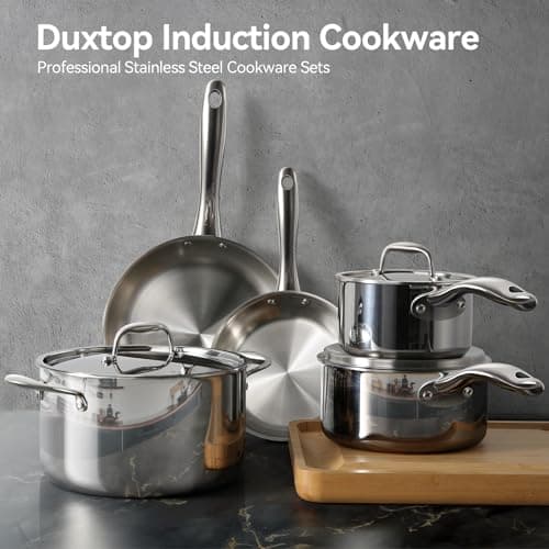 Duxtop Whole-Clad Tri-Ply Stainless Steel Induction Cookware Set, 9PC Kitchen Pots and Pans Set