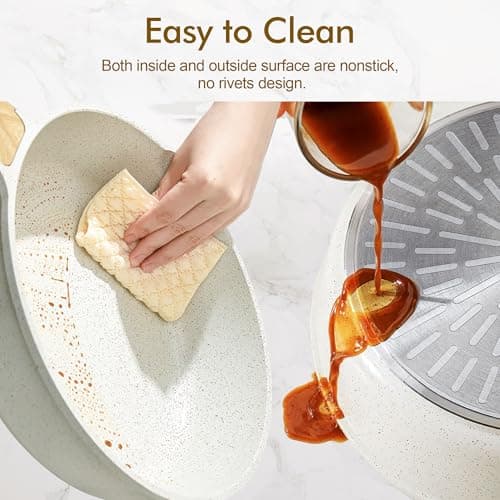 SENSARTE Nonstick Ceramic Cookware Set 13-Piece, Healthy Pots and Pans Set, Non-toxic Kitchen Cooking Set with Stay-Cool Handles, Silicone Tools and Pot Protectors, PFAS and PFOA Free