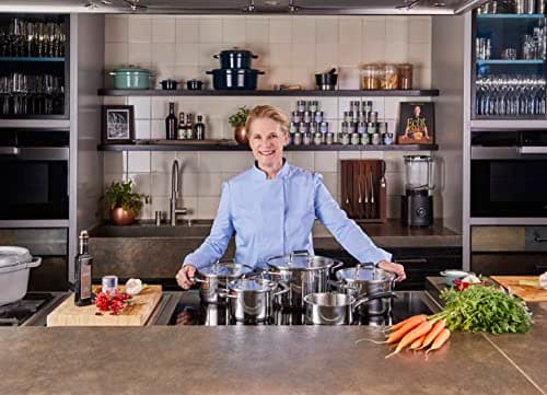 ZWILLING Cornelia Poletto 5-Piece Saucepan Set, Suitable for Induction Cookers, Stainless Steel, with Glass Lid, with Silicone Handles, Silver