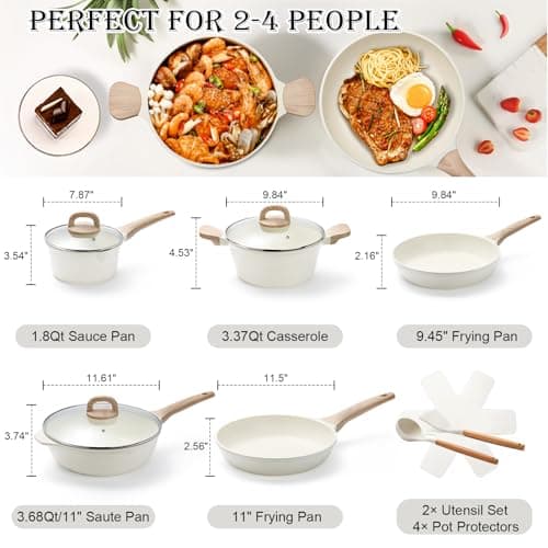 14 Pcs Pots and Pans Set, Nonstick Cookware Sets, Granite Induction Cookware Non Stick Cooking Set with Frying Pans, Saucepans, Saute Pan, Extra Large Casserole, PFAS PTFE PFOA PFOS Free