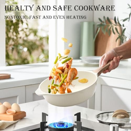 14 Pcs Pots and Pans Set, Nonstick Cookware Sets, Granite Induction Cookware Non Stick Cooking Set with Frying Pans, Saucepans, Saute Pan, Extra Large Casserole, PFAS PTFE PFOA PFOS Free