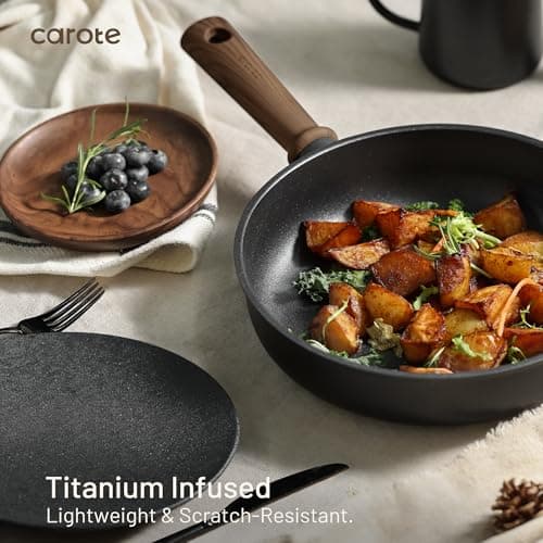 CAROTE Nonstick Pots and Pans, Induction Cookware Set 16pcs Kitchen Cooking Sets, Pot and Pan Non Stick w/Frying pan (PFOS, PFOA Free)