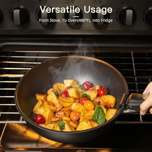 Astercook 21 Pcs Pots and Pans Set Non Stick, Ceramic Cookware Set Detachable Handle, RV Kitchen Cooking Set Removable Handles, Oven Safe, Induction Ready, Stackable Non-stick Set, Black
