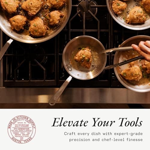 Made In Cookware - 3-Piece (Includes 8",10",12") Stainless Frying Pan Set - 5 Ply Stainless Clad - Professional Cookware - Crafted in USA - Induction Compatible
