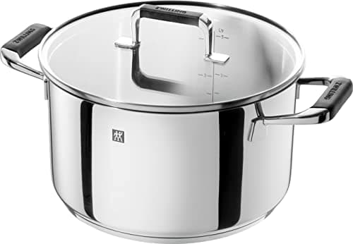 ZWILLING Cornelia Poletto 5-Piece Saucepan Set, Suitable for Induction Cookers, Stainless Steel, with Glass Lid, with Silicone Handles, Silver