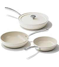 Redchef Ceramic Nonstick Cookware Set,14pcs Pots and Pans Set Non Stick,Induction Cookware with Stainless Steel Handle,Non Toxic Kitchen Cooking Set,Dishwasher & Oven Safe,PFAS PFOA & PTFE Free