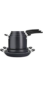 Tramontina Tri-Ply Clad Stainless Steel 12-Piece Cookware Set with Lids, Pots and Pans Kitchen Set, Induction-Ready, Dishwasher-Safe, NSF-Certified, Made in Brazil
