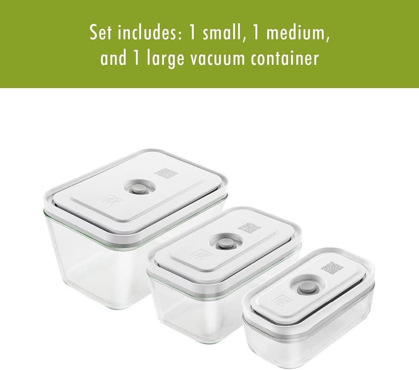 ZWILLING Fresh & Save 3-pc Glass Storage Containers with Lids, Meal Prep Containers, Assorted Sizes