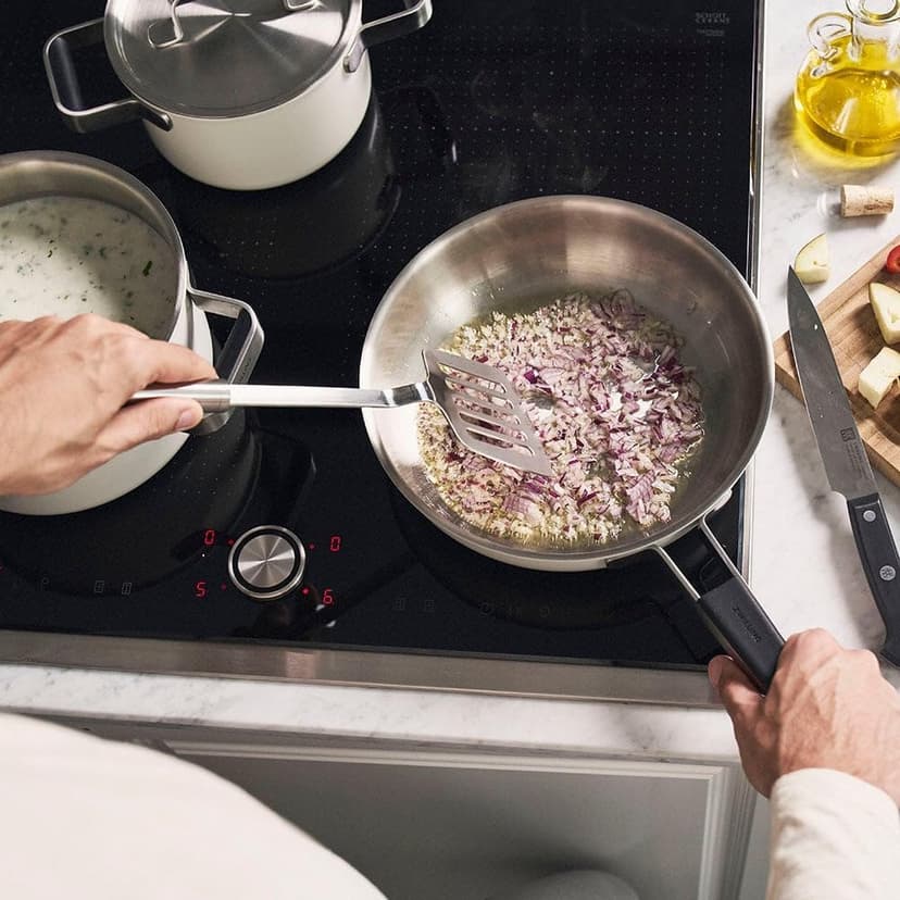 ZWILLING Pure Cookware 3-Ply Stainless Steel Cookware Set, Colored Ceramic Exterior Coating, Stay-Cool Handles, Dishwasher Safe (White