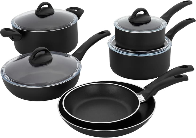 Henckels Everlift 10-Piece Nonstick cookware set, Made in Italy, durable 3-layer coating, lightweight aluminum from recycled materials, Oven safe to 400°F, Dishwasher safe