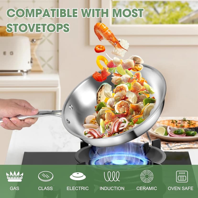 3 Ply Stainless Steel 11-Piece Cookware Set with Lids, Pots and Pans Kitchen Set, Non-Toxic, Induction, Oven, Dishwasher Safe, Professional Chef Quality