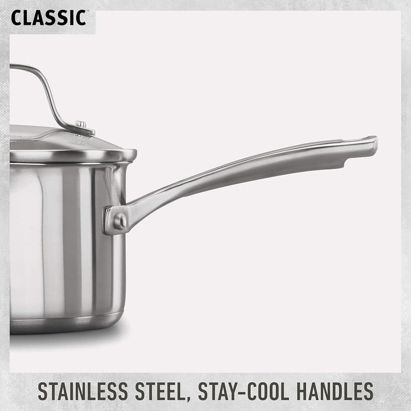 Calphalon Classic Stainless Steel Cookware Set, 10-Piece, Impact-Bonded Aluminum Base, Stay-Cool Handles