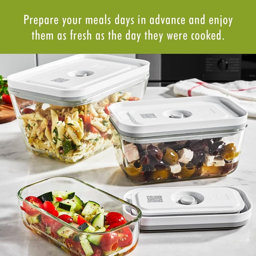 ZWILLING Fresh & Save 3-pc Glass Storage Containers with Lids, Meal Prep Containers, Assorted Sizes