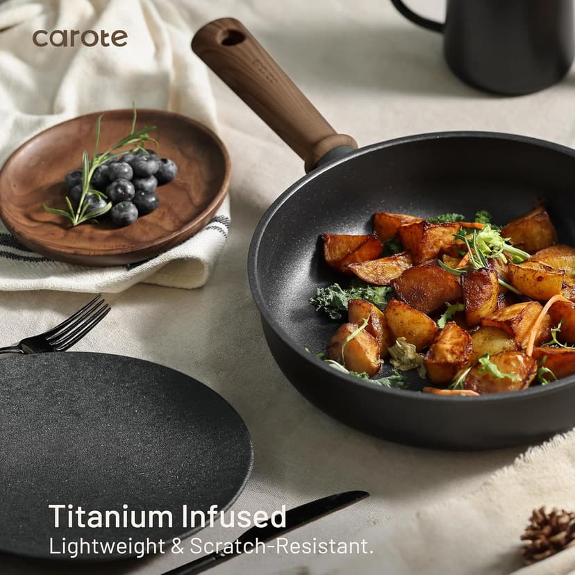 CAROTE Nonstick Pots and Pans, Induction Cookware Set 16pcs Kitchen Cooking Sets, Pot and Pan Non Stick w/Frying pan (PFOS, PFOA Free)