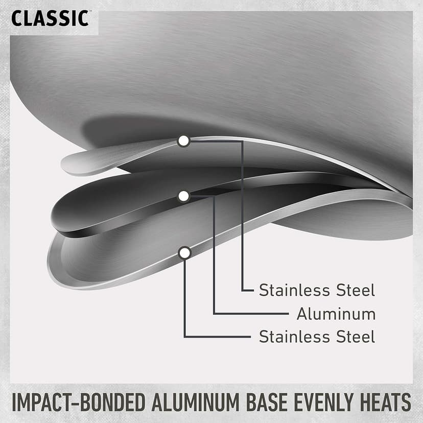 Calphalon Classic Stainless Steel Cookware Set, 10-Piece, Impact-Bonded Aluminum Base, Stay-Cool Handles