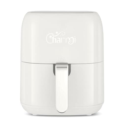 Charmi Large 5QT Air Fryer, Stylish Retro Design, Beautiful Vintage Inspired, Digital Touchscreen, 8-in-1 Cooking Presets, Dishwasher Safe, Nonstick Basket (Lunar White)