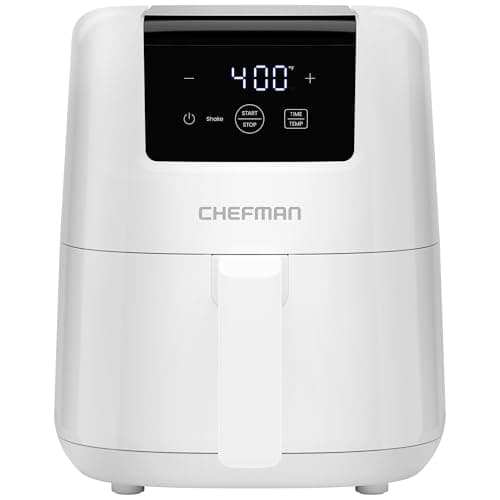 CHEFMAN 2 Qt Mini Air Fryer – Digital Space-Saving Compact Air Fryer with Nonstick and Dishwasher Safe Basket, Quick & Easy Meals in Minutes, Features Digital Timer and Shake Reminder – White