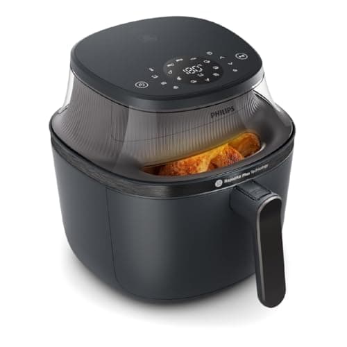 Philips Airfryer 3000 Series 6.5qt, Cooking Window, 16-in-1 Airfryer, RapidAir Plus Technology, Fat Removal, HomeID Recipe App, Easy to Clean (NA330/00)