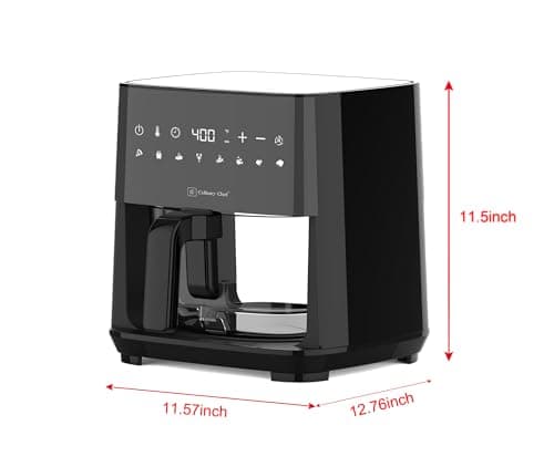 4.5-Quart Electric Air Fryer with Glass Basket, Adjustable Temperature, Touch Panel Control, One-Touch Cook Functions, and 360° Rapid Cooking, 1350 Watt Power