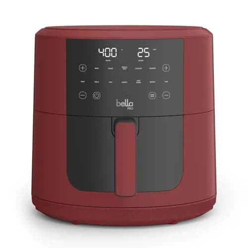 Bella-Pro SmartCrisp 8-Quart Air Fryer, Digital Touchscreen, Nonstick Ceramic Coating, 6 Cooking Presets, 1700W Power, Oil-Free Cooking, Family-Sized Capacity, Dishwasher-Safe, Brick