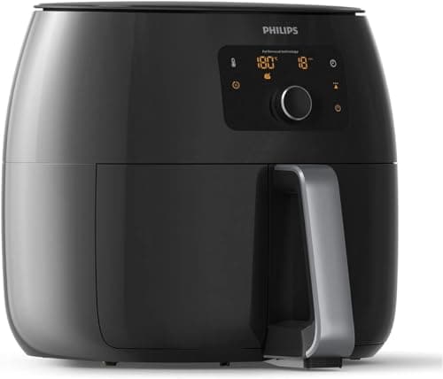 Philips Premium Airfryer XXL, Fat Removal Technology, 3lb/7qt, Rapid Air Technology, Digital Display, Keep Warm Mode, 5 Cooking Presets, HomeID App, Family Sized, Black (HD9650/96)