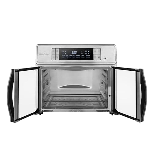 Kalorik Air Fryer Oven MAXX Series 26-Quart Flex Trio with Digital Controls Easy-View Door and 14 Cooking Presets, Converts into Dual 13 Quart Air Fryers, 1700-Watts, Stainless Steel