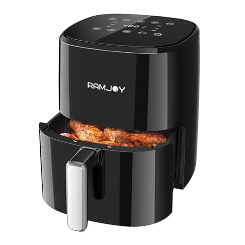 Air Fryer 3.8 Quarts for 1-2 people, 8-in-1 Functions, Air Fry, Roast, Bake, Broil, Preheat, Shake, Digital Small Air Fryer, Nonstick Dishwasher-Safe Basket, Compact Air Fryers, Black