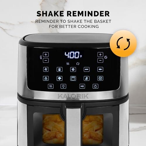 Kalorik 5 Quart Touchscreen Air Fryer with Window, Stainless Steel (FT 52328 SS)