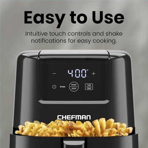 CHEFMAN 2 Qt Mini Air Fryer – Digital Space-Saving Compact Air Fryer with Nonstick and Dishwasher Safe Basket, Quick & Easy Meals in Minutes, Features Digital Timer and Shake Reminder – Black