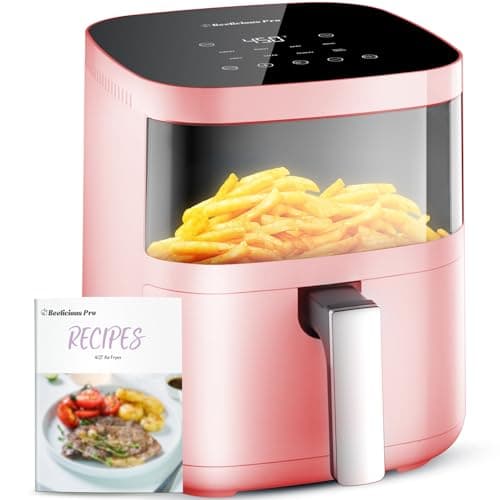 Air Fryer, Beelicious 8-In-One Smart Compact 4QT Air Fryers, with Viewing Window,Shake Reminder,450°F Digital Airfryer with Dishwasher-Safe & Nonstick, Fit for 1-3 People, Apricot Pink