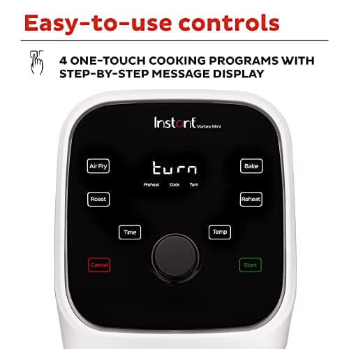 Instant Pot Vortex 2QT Mini Air Fryer,Small Air fryer that Crisps,Reheats, Bakes, Roasts for Quick Easy Meals,Includes over 100 In-App Recipes,is Dishwasher-Safe,from the Makers of Instant Pot, White