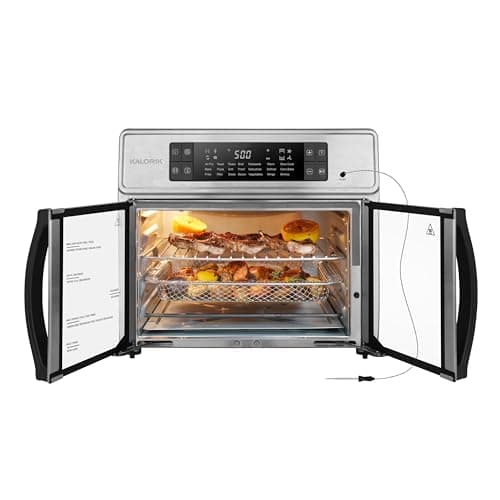 Kalorik Air Fryer Oven MAXX Advance Series 26-Quart with Digital Controls Easy-View Door and 14 Smart Cooking Presets, Includes 9 Cooking Accessories & Smart Probe, 1700-Watts, Black