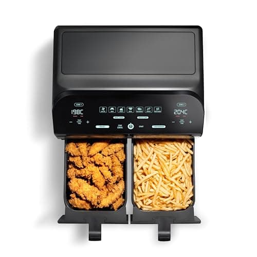 Gourmia 10-Quart/9.4 Liter Capacity Dual Basket Digital Air Fryer, with Smart Finish & 7 Cooking Functions
