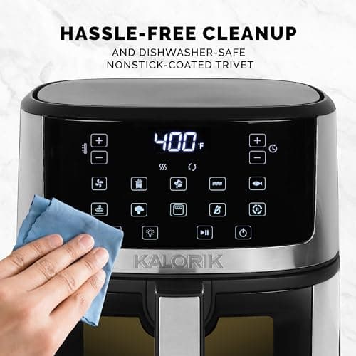 Kalorik 5 Quart Touchscreen Air Fryer with Window, Stainless Steel (FT 52328 SS)