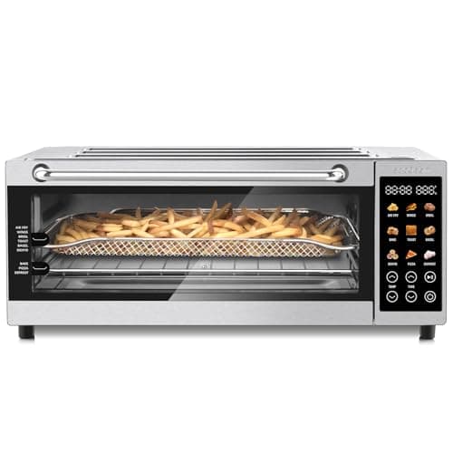 SEEDEEM 9-in-1 Air Fryer Oven, 16-Quart Countertop Convection Oven with Toaster, Broil, Pizza, Toaster Oven & Dehydrator, Large Capacity Kitchen Appliance in Pink, Silver, Black