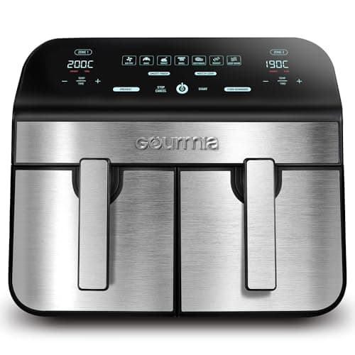 Gourmia 10-Quart/9.4 Liter Capacity Dual Basket Digital Air Fryer, with Smart Finish & 7 Cooking Functions