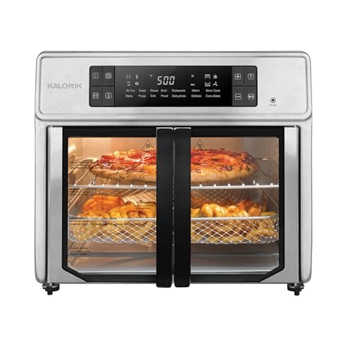 Kalorik Air Fryer Oven MAXX Advance Series 26-Quart with Digital Controls Easy-View Door and 14 Smart Cooking Presets, Includes 9 Cooking Accessories & Smart Probe, 1700-Watts, Black