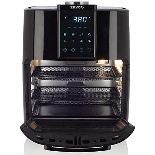 Zavor Crunch 12 Qt Air Fryer Dehydrator Combo with Rotisserie, Toaster Oven, Grill, Roaster & Convection Oven Functions | 8 Presets, Large Capacity, Accessories & Recipe eBook, Black