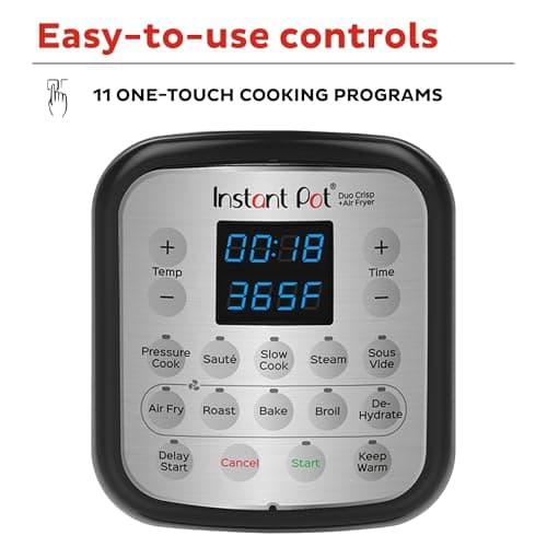 Instant Pot Duo Crisp 11-in-1 Air Fryer and Electric Pressure Cooker Combo with Multicooker Lids that Air Fries, Steams, Slow Cooks, Sautés, Dehydrates, & More, Free App With Over 800 Recipes, 6 Quart