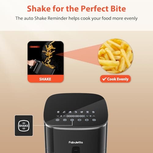 FABULETTA Air Fryer 11-in-1, 6QT Airfryer 450F Max Crisp, Nonstick Basket, Diswasher Safe, Shake Reminder for Roast, Bake, Dry, Reheat, Frozen, Broil, Proof-Black