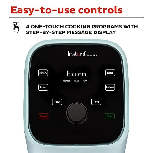 Instant Pot Vortex 2QT Mini Air Fryer,Small Air fryer that Crisps,Reheats, Bakes,Roasts for Quick Easy Meals,Includes over 100 In-App Recipes, is Dishwasher-Safe, from the Makers of Instant Pot, Aqua