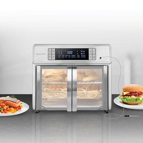 Kalorik Air Fryer Oven MAXX Series 26-Quart Flex Trio with Digital Controls Easy-View Door and 14 Cooking Presets, Converts into Dual 13 Quart Air Fryers, 1700-Watts, Stainless Steel