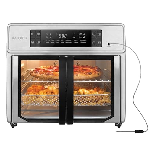 Kalorik Air Fryer Oven MAXX Advance Series 26-Quart with Digital Controls Easy-View Door and 14 Smart Cooking Presets, Includes 9 Cooking Accessories & Smart Probe, 1700-Watts, Black