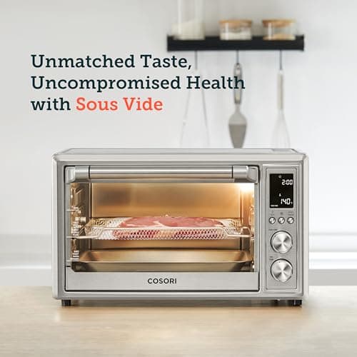 COSORI Air Fryer Toaster Oven Combo 13-in-1, 32Qt APP & Voice Control Convection Oven Countertop, Bake, Broil, Roast, Dehydrate, Sous Vide, 134 Recipes & 4 Accessories, Silver, Stainless Steel
